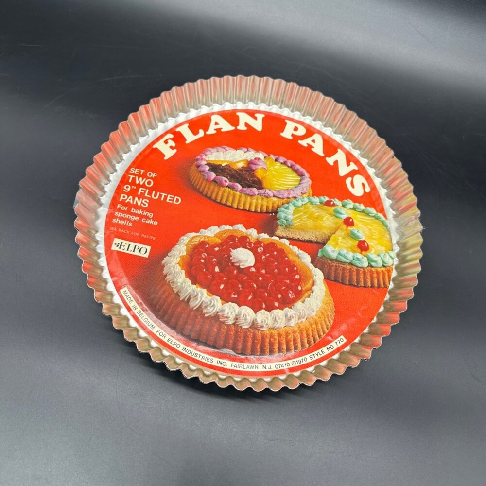 Vintage Fluted Flan Pans Baking Sponge Cake Shells Elpo Belgium 1970s Set of Two